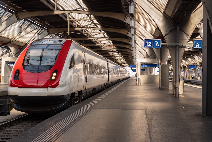 Train arriving in Zurich
